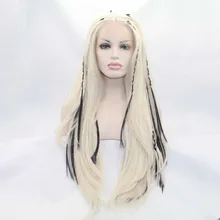 Marquesha длинные Платиновые светлые синтетические кружевные передние плетеные парики для женщин Макияж Замена Парик Косы парики на Хэллоуин
