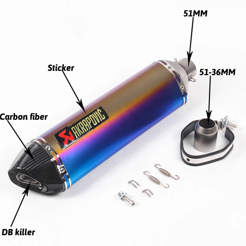 570mm largo silenciador moto de motogp cbr cqr yzf Akrapovic accesorios escape de moto ktm 36-51mm R1 250cc 350cc 600cc 570mm largo silenciador moto de motogp cbr cqr yzf Akrapovic accesorios escape de moto ktm 36-51mm R1 250cc 350cc 600cc