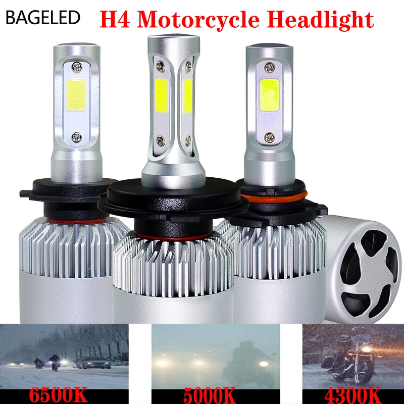 

BAGELED Motorcycle Headlight H4 Led bulb 4000LM Motorbike Light 36W Super White 6500K 3000K 5000K 8000K Lighting Hi-Lo lights