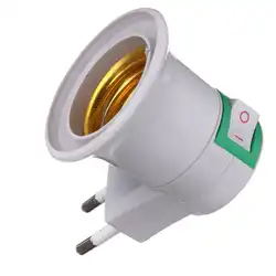 Отличное качество E27 светодиодные Гнездо для ЕС Тип переходник конвертер для держатель лампы с вкл/выкл кнопка 100 В-240 В