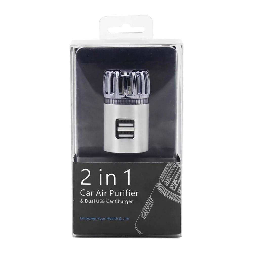 Отрицательный ионный воздушный фильтр для автомобиля 2 в 1 автомобиль двойной USB улучшает свежесть воздуха кислородный бар озоновый ионизатор очиститель