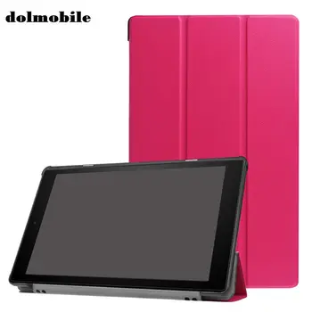 

dolmobile Three Folding PU Leather Case Cover for Amazon Kindle New Fire HD10 HD 10 2017 10.1 inch Tablet + Stylus Pen 30pcs