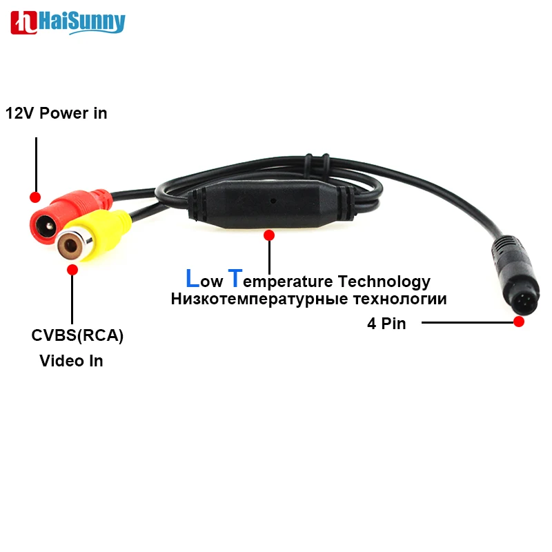 Car Video Cable RCA CVBS Female To 4 Pin Male Connector For Car Rear