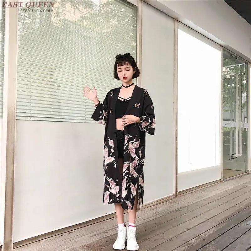Кимоно Кардиган Женские топы и блузки Японская уличная одежда женские топы лето длинная рубашка женская блузка женская одежда