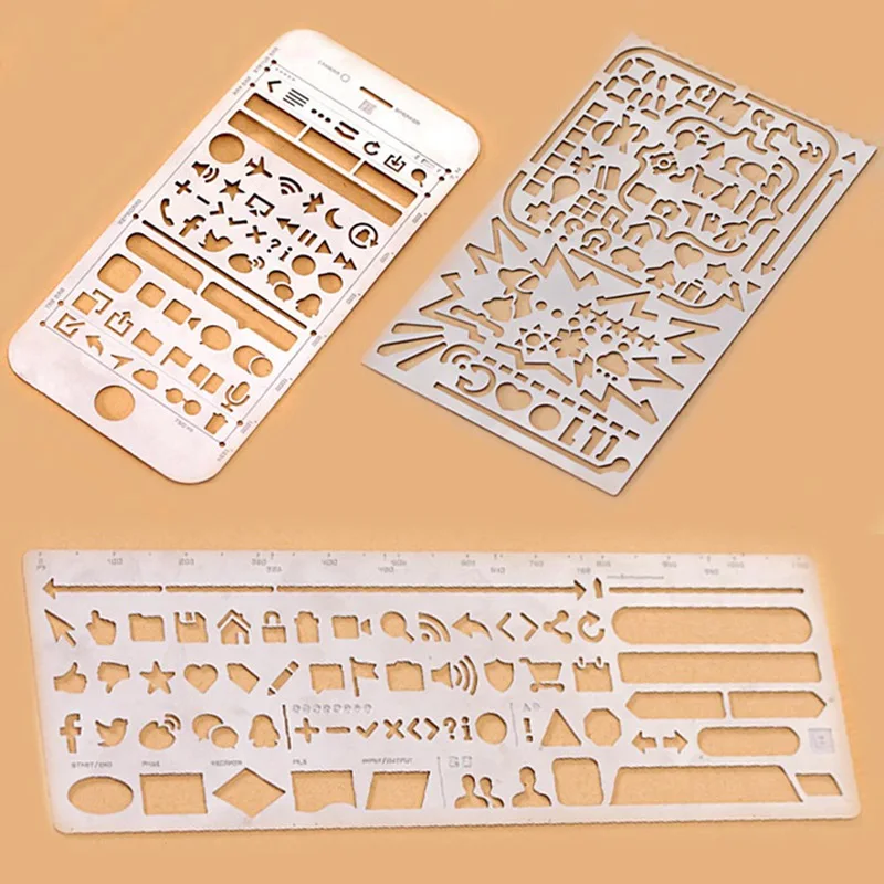 

Multifunctional Stainless Steel Hollow Ruler Cat Geometric Figure Drawing Stencils Templates Metal Ruler Diy Tool Diary Template