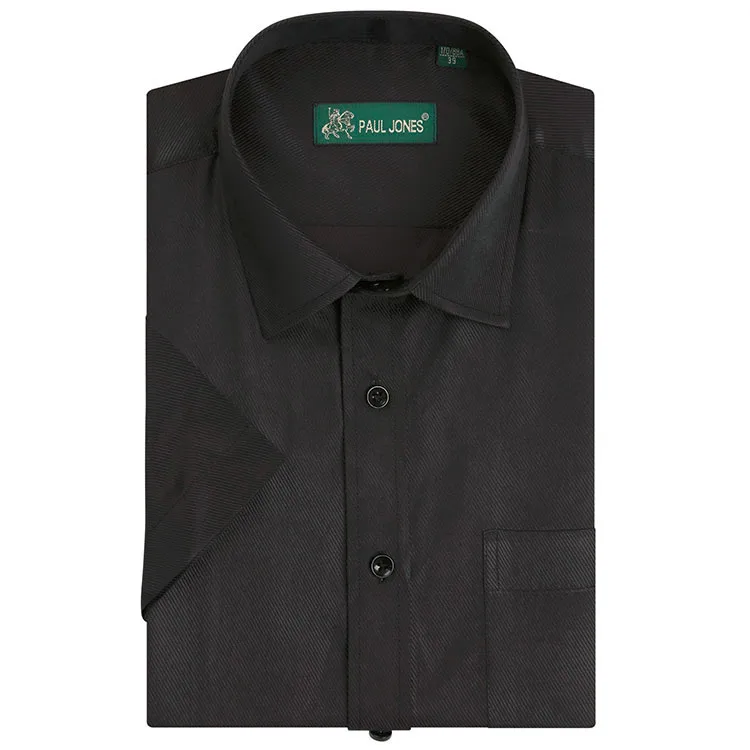 Высокое качество короткий рукав рубашки Twill легкий уход Non-Iron Для мужчин платье рубашка цвет: черный, синий белый мужской Смарт Повседневное