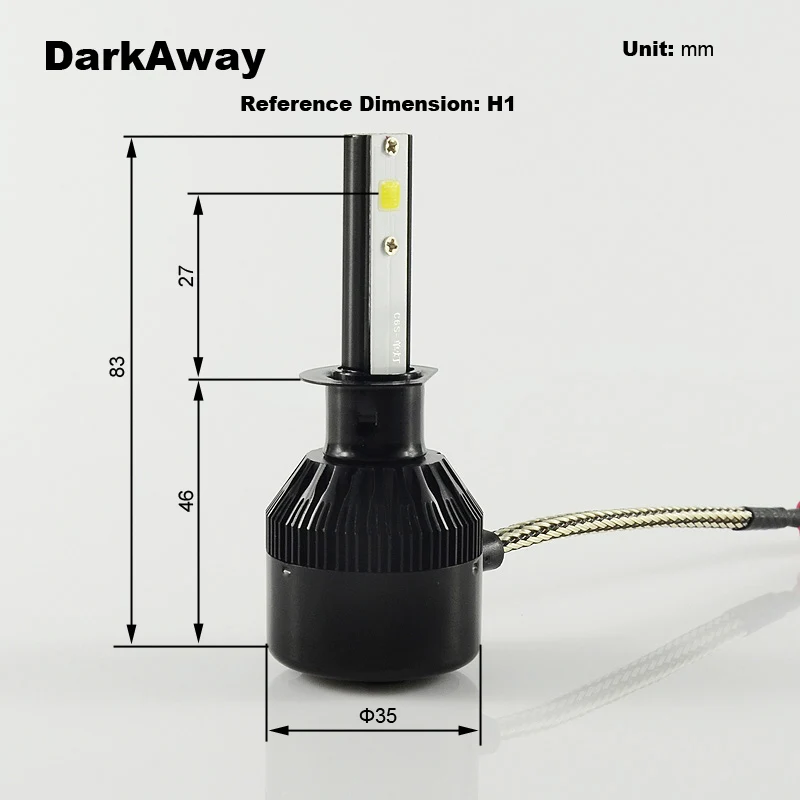 Darkaway светодиодный фар автомобиля H7 H4 H11 H1 H9 HB3 HB4 H27 H3 светодиодный лампы 60 Вт 6400lm Мини авто Сменные лампы фар Комплект не требует настройки