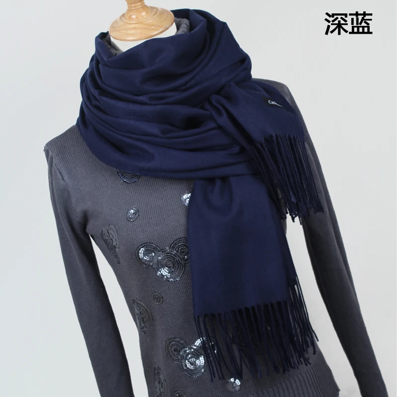 YR001 Dark blue Женские однотонные кашемировые шарфы с кисточками, женский зимний толстый теплый шарф, высокое качество, Женская шаль, горячая распродажа, YR001 - Цвет: YR001 Dark blue