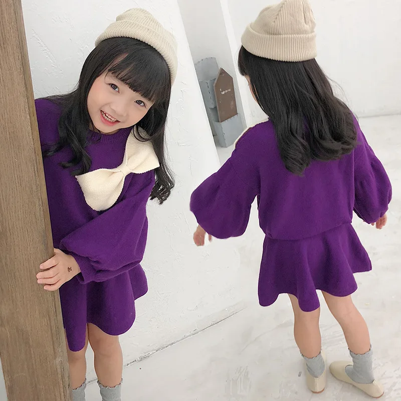 Girls Winter Clothing Sets Baby Girls Knit Sets Big Girls Sweaters Tops with Big Bow+skirts Knitted Suits Girls Clothing CA218 Girls Winter Clothing Sets Baby Girls Knit Sets Big Girls Sweaters Tops with Big Bow+skirts Knitted Suits Girls Clothing CA218