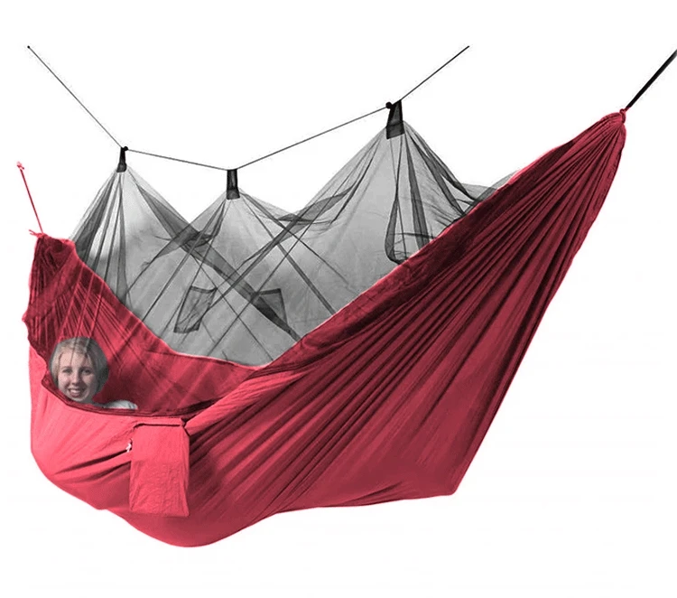 Single Person Portable Outdoor Camping Hammock With Mosquito Net 8pc accessories Adult Sleeping Bed Picnic Hanging Bed Hammock