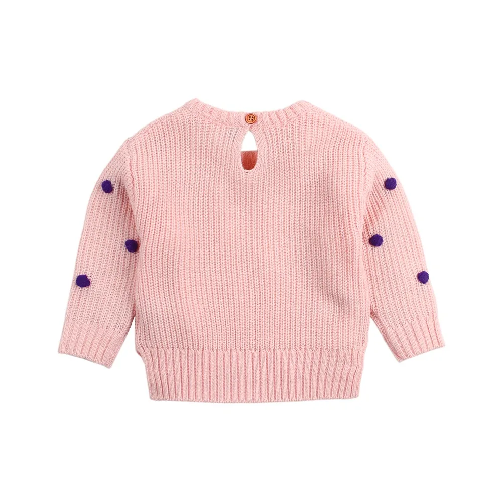 Вязаный свитер в горошек для девочек; вязаные пуловеры для новорожденных мальчиков; Весенняя верхняя одежда; детские вязаные топы с длинными рукавами; Джемперы серого цвета