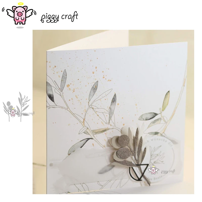 

Piggy Craft metal cutting dies cut die mold 2Pcs Leaf fruit branch Scrapbook paper craft knife mould blade punch stencils dies