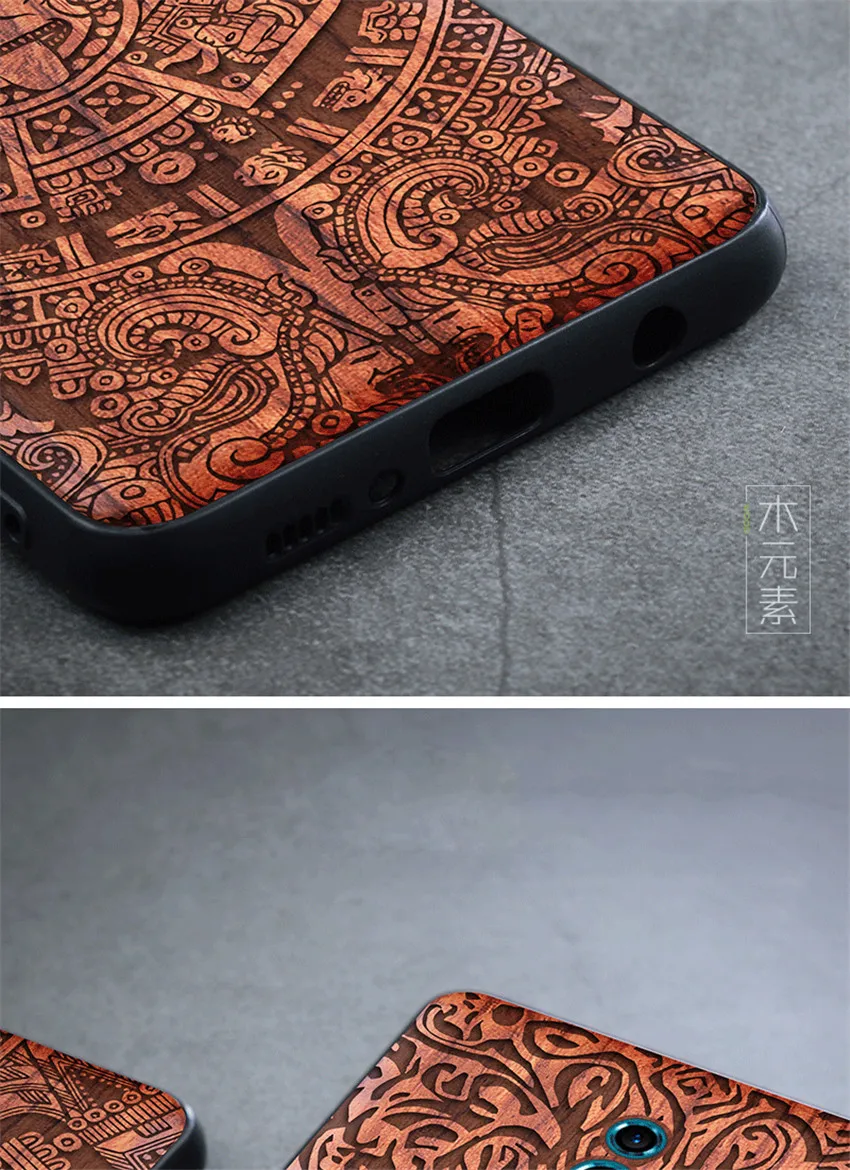 Carved Wood Case For OPPO Reno 10x zoom Shockproof Case TPU Bumper Cover For OPPO Reno 10x zoom Case Wood Shell OPPO Reno (5)