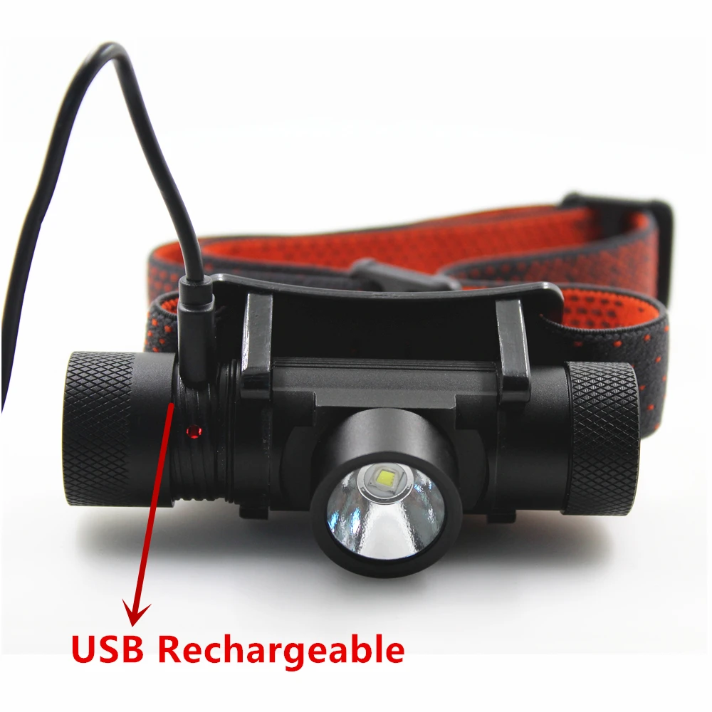 Новый XML T6 USB Перезаряжаемый налобный фонарь фары 18650 Головной для кемпинга