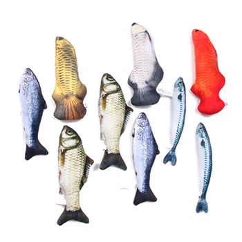 

Small Artificial Fish Cats Toys Pet Cat Bite Resistant Toys Simulation Plush Fish Shape Interactive Chew Toys for Kitten