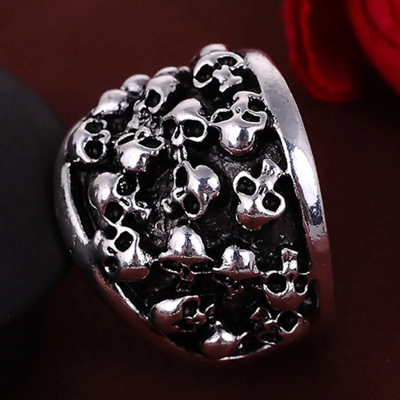 

Punk Vintage Trend Man's Ring Gothic Men's Skull Biker Zinc alloy Ring Man fashion rings Free shipping csa1014