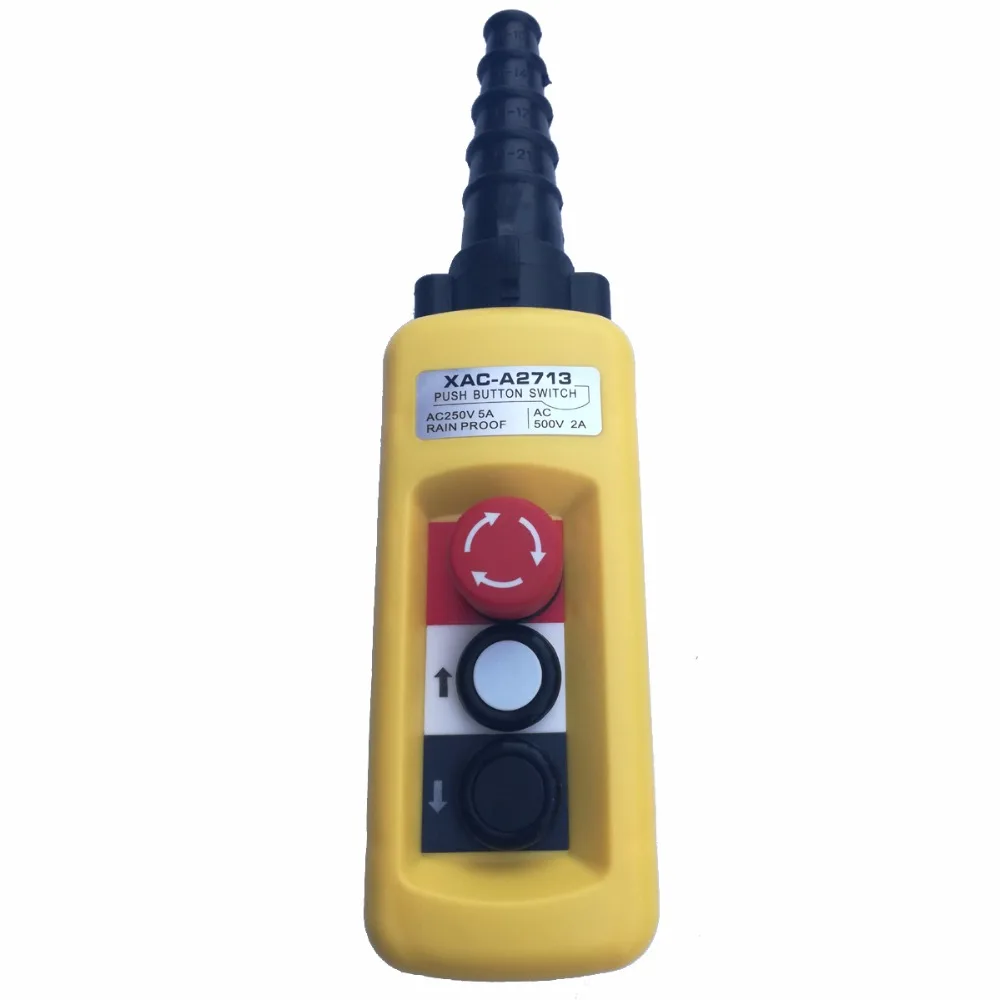 

XAC-A2713 250V 5A IP65, водонепроницаемая подвесная станция управления краном, кнопочный переключатель, аварийный переключатель