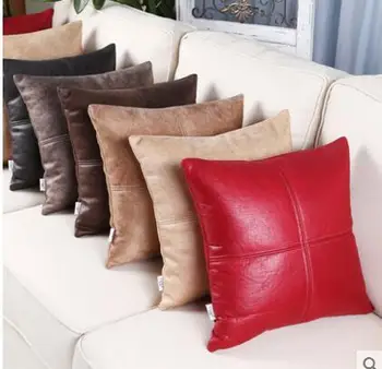 

Modern minimalist washable simulation leather pillowcase Home sofa cushion cover Office car nap pillowcase