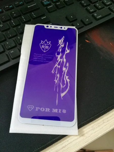 Bonaier тройной сильный антибликовый для Xiaomi Mi 8 Полный Клей закаленное стекло для Xiaomi Mi 8 протектор экрана 9H 2.5D стеклянная пленка - Цвет: Full Glue White 2pcs