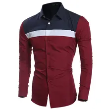Модные персонализированные 3 цвета лоскутное мужское платье рубашки с длинным рукавом Slim Fit повседневные мужские рубашки для мужчин Chemise homme