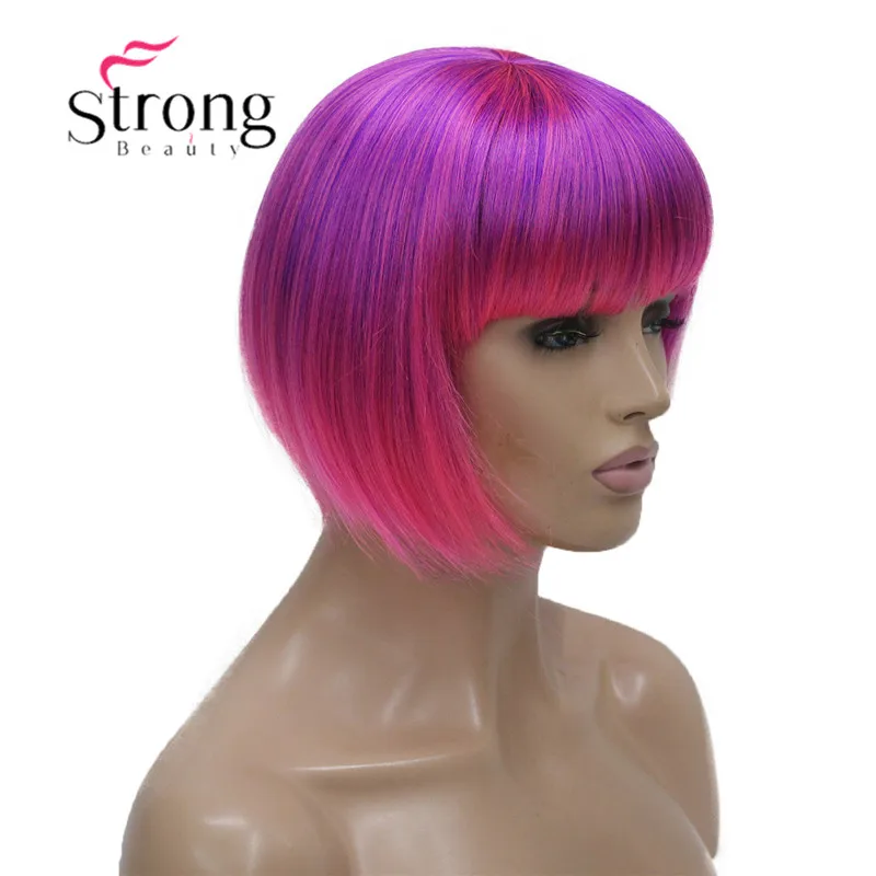 StrongBeauty corto Bob rosa, parte de punto Cosplay fiesta peluca sintética completa opciones de color StrongBeauty corto Bob rosa, parte de punto Cosplay fiesta peluca sintética completa opciones de color