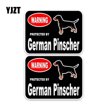 

YJZT 15*11.4CM 2X German Pinscher Guard Dog PVC Colored Car Sticker C1-4395