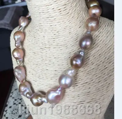 

elegant south sea 18-20mm south sea gold pink purple pearl necklace 18