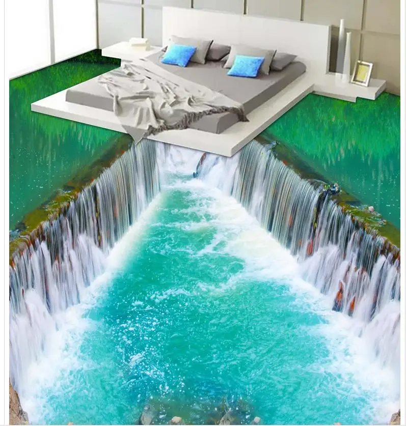 

Photo wallpaper mural floor 3D wallpaper floor for living room 3D waterfall bathroom bedroom floor