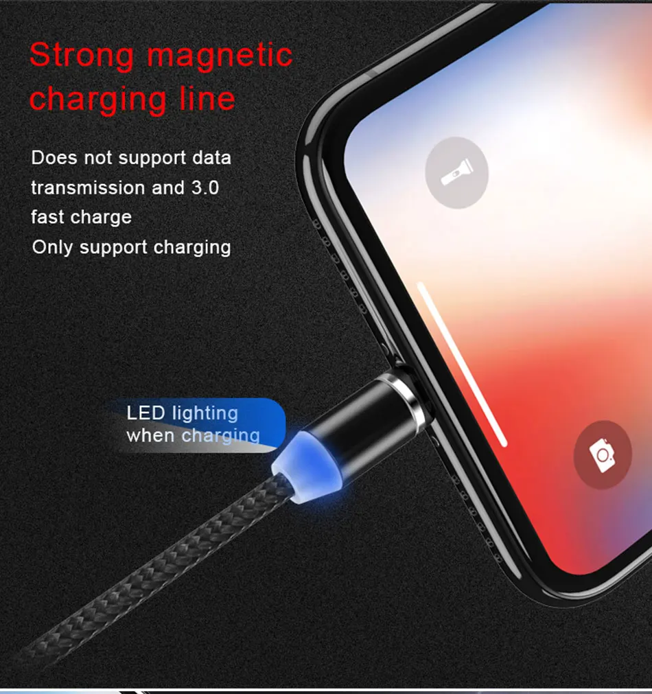 NOHON Strong Magnetic Long Charger Cables 8 Pin For iPhone XS MAX XR X 8 Plus Charging Cable Micro USB Type-C For Samsung S8 2M (2)