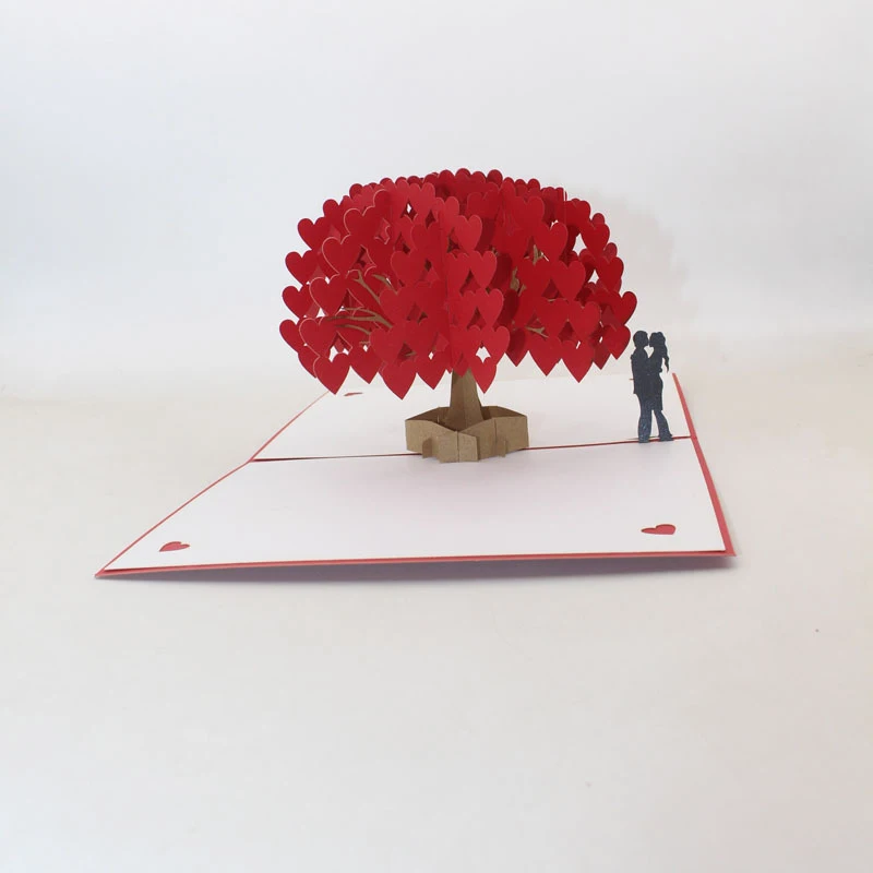  3D Handmade Red Heart Tree Lover Paper Invitation Greeting Cards PostCard Wedding Valentine's Day A - 33061551746