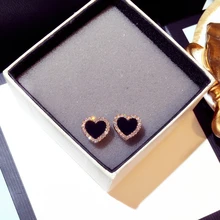 HFYK Великолепная Любовь Черное сердце серьги с цирконием кубической огранки для женщин маленькие сережки oorbellen pendientes mujer moda