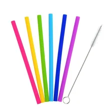 Силиконовая трубочка 6 шт. диаметр 12 мм+ щетка для чистки нержавеющей стали пищевой BPA-free широкая многоразовая посуда для бара аксессуары