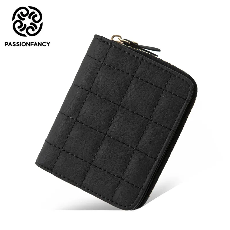 

10 pcs/lot Hot ! Women Short Wallets PU Leather Female Plaid Purses Nubuck Card Holder Fashion Woman Wallet Coin Purse 6 colors