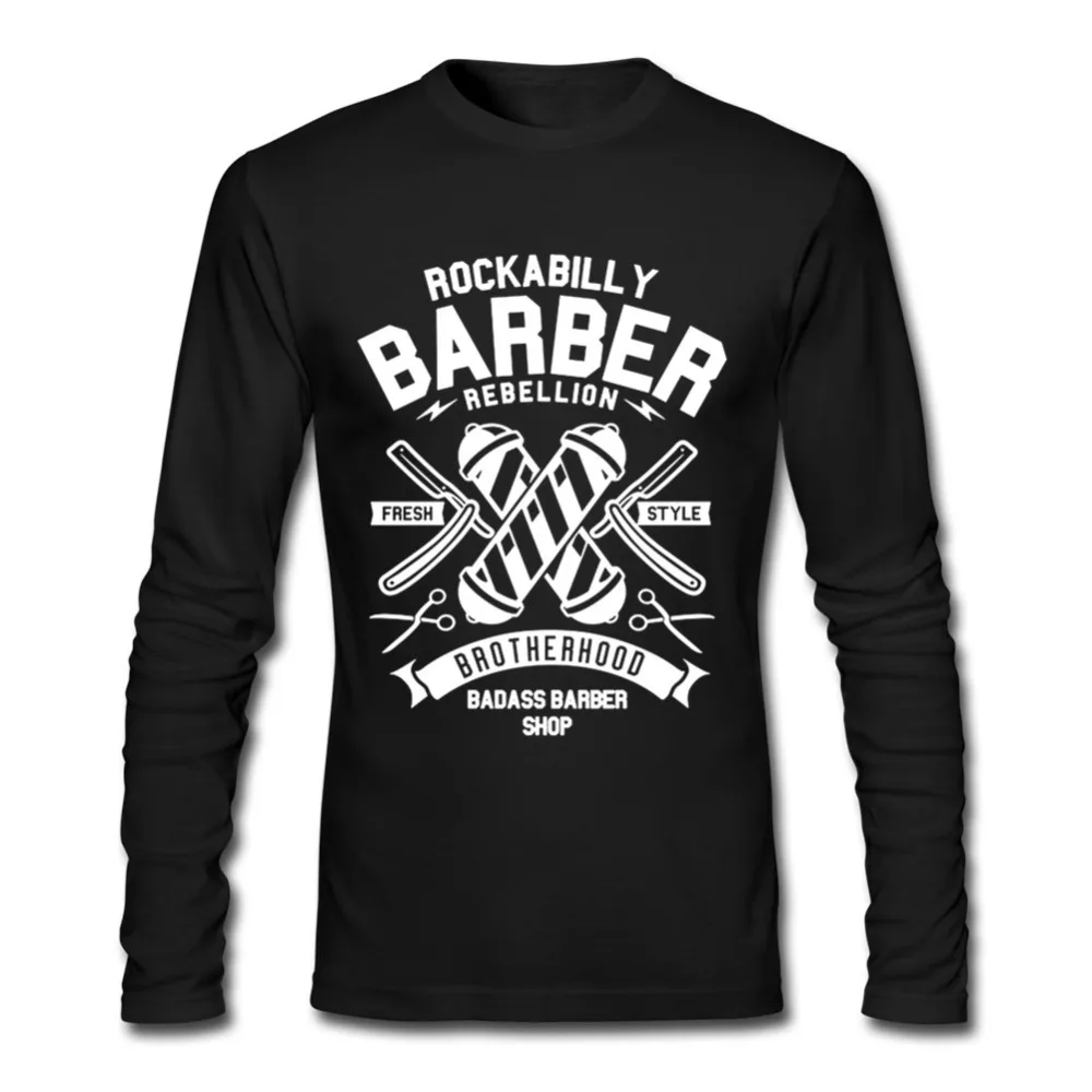 Men T-Shirts Male Plus Size T-shirt Homme Autumn Cotton Long Sleeve T Shirts Rockabilly Barber Men's T Shirts Man man's T-shirt