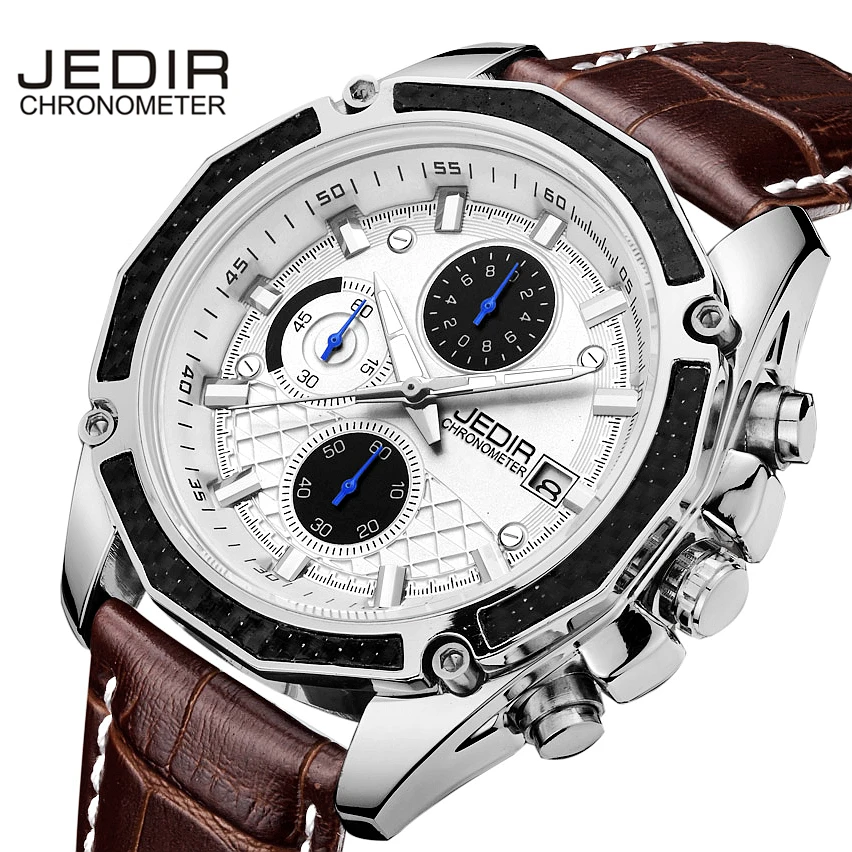 

Watches men From JEDIR Top Brand Luxury waterproof sports watch man commercial Male leather wristwatch 2014 free shipping