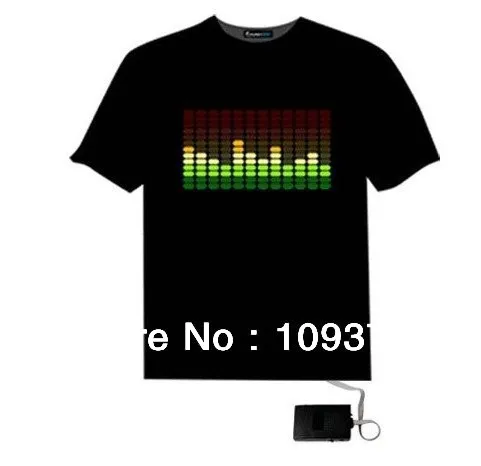 

Free Shipping LED Signs Glow EL Panel T Shirts Sound Activated Flashing Christmas Disco DJ Party Equalizer Equipment, 100PCS/LOT