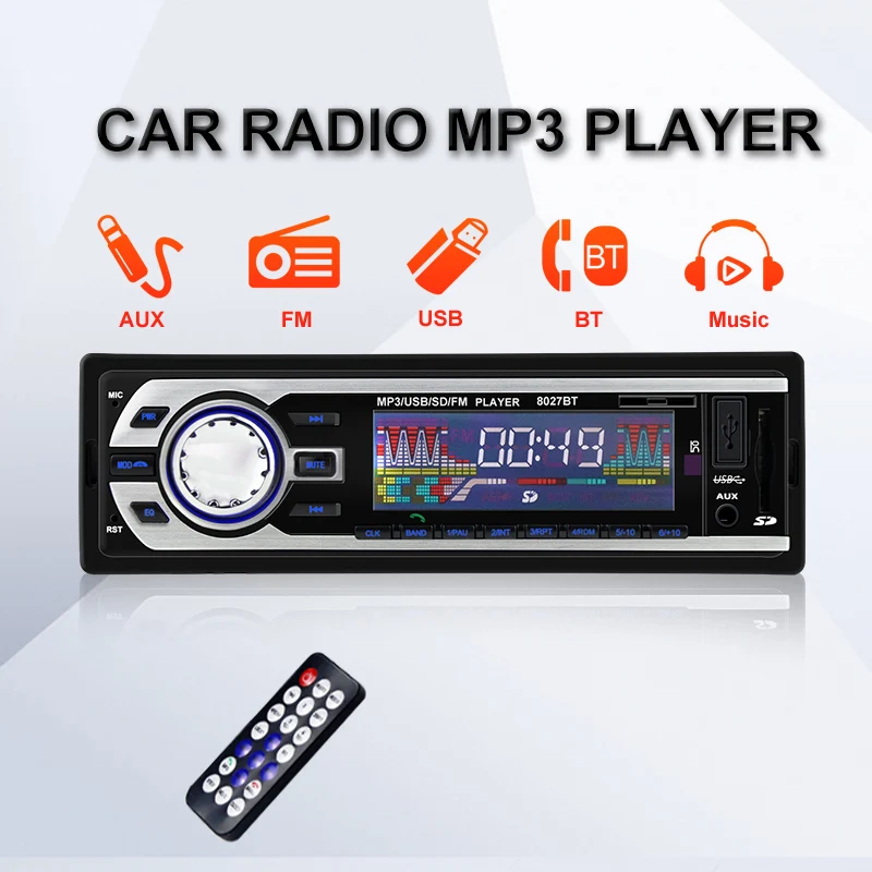 1 Din радио Bluetooth автомобиля 12 V-24 V SD MP3 плеер в машине автомагнитолы Авто аудио стерео Карро автомобильное зарядное устройство с Зарядное устройство автомобильный радиоприемник