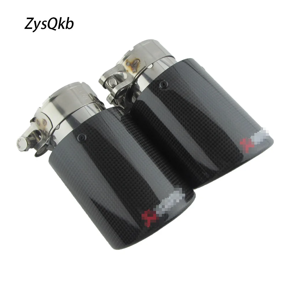 2x AKRAPOVIC Exhaust Tip Muffler Pipe Carbon Fiber 51mm inlet101mm outlet
