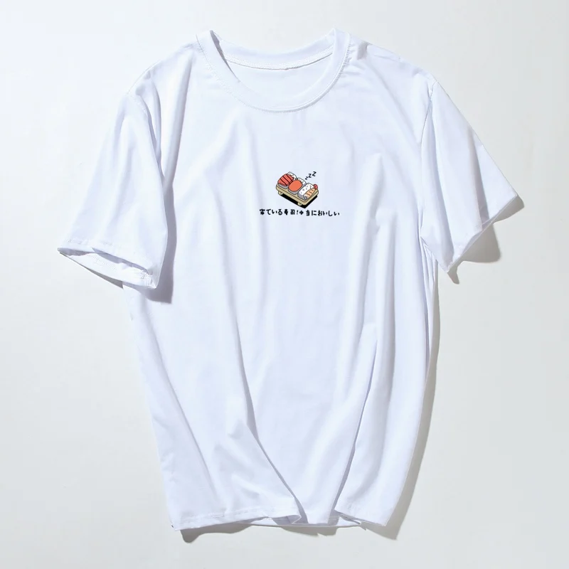 

T-Shirt Men Summer New Harajuku Japanese Short Sleeve O-Neck T Shirt Men Brand Clothing Funny Sushi Print Cotton Tops Tee Shirt