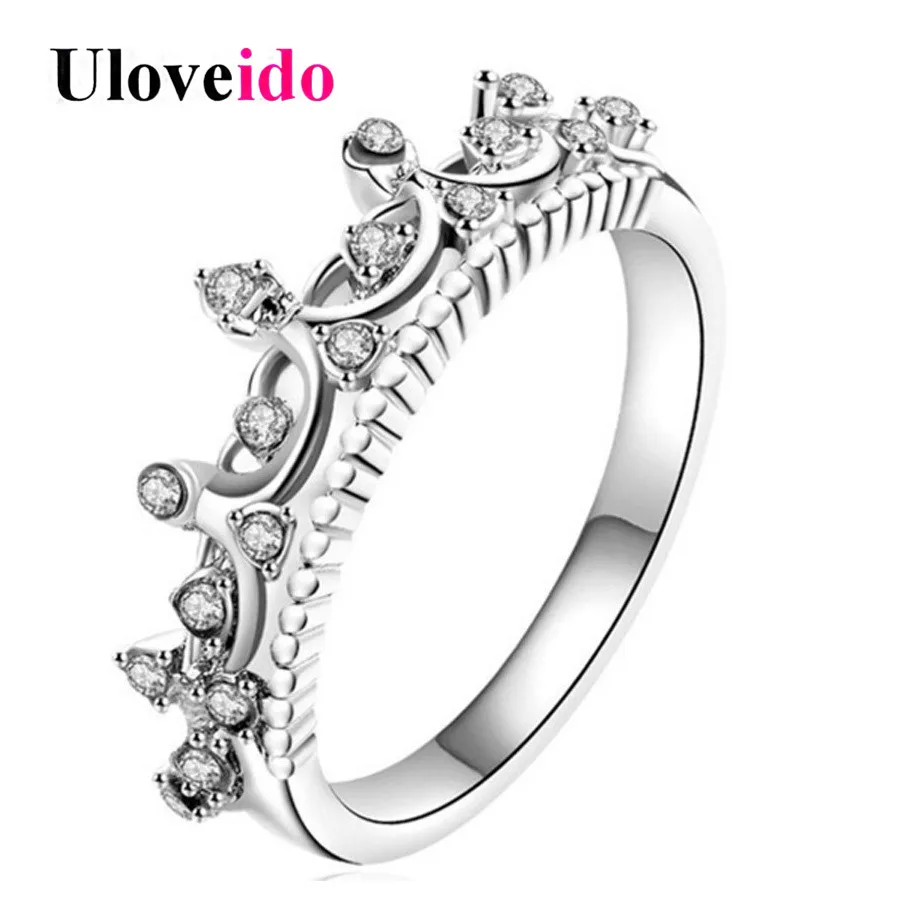 Uloveido Топы корона обручальные кольца для женщин обручальное кольцо с камнем