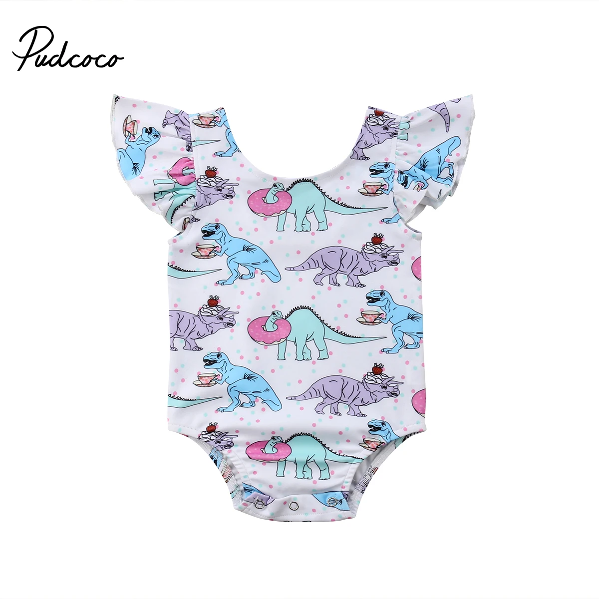 Newborn Baby Girl Kid Dinosaur Casual Jumpsuit Summer Short Sleeve