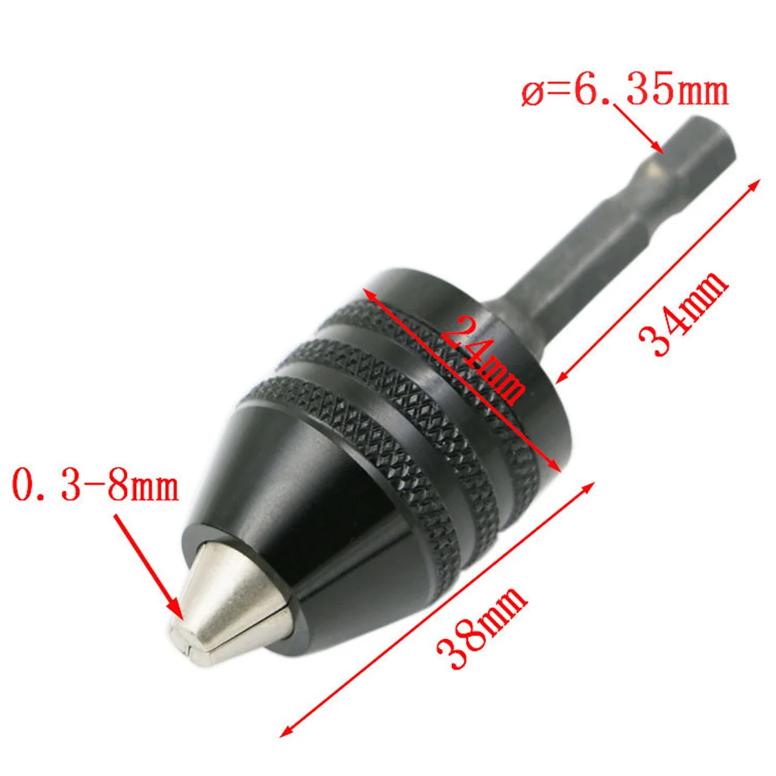 Черный Быстрозажимной сверлильный патрон 0,3-8 мм винтовой привод ударного типа Драйвер адаптер 1/" 6,35 мм Диаметр шестигранного сверла электрические инструменты