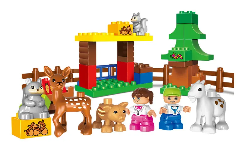 Большой Размеры Happy Farm Мини фигурки животных строительные блоки Набор для детей DIY подарки, совместимые Duploe город кирпич детские игрушки