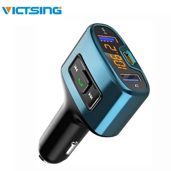 

VicTsing Bluetooth FM Transmitter Wireless Radio Adapter Receiver Car Kit with 18W USB Type-C Car Charger 5V/2.4A Dual USB Ports