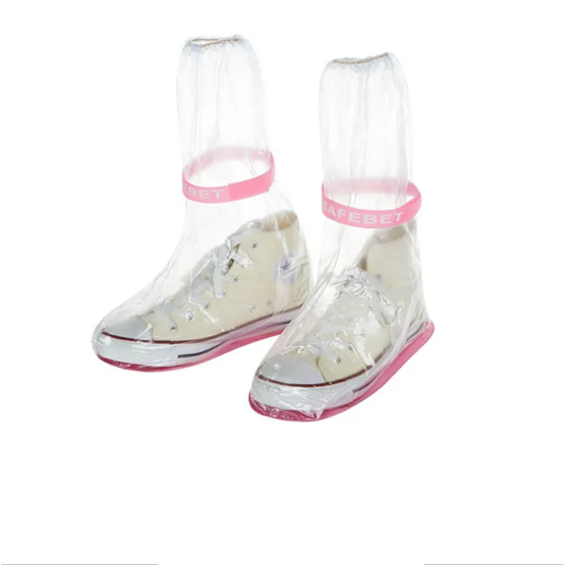 1 шт утолщенные ПВХ Нескользящие Многоразовые водонепроницаемые непромокаемые Нескользящие ботинки мужские и женские высокие трубы - Цвет: transparent