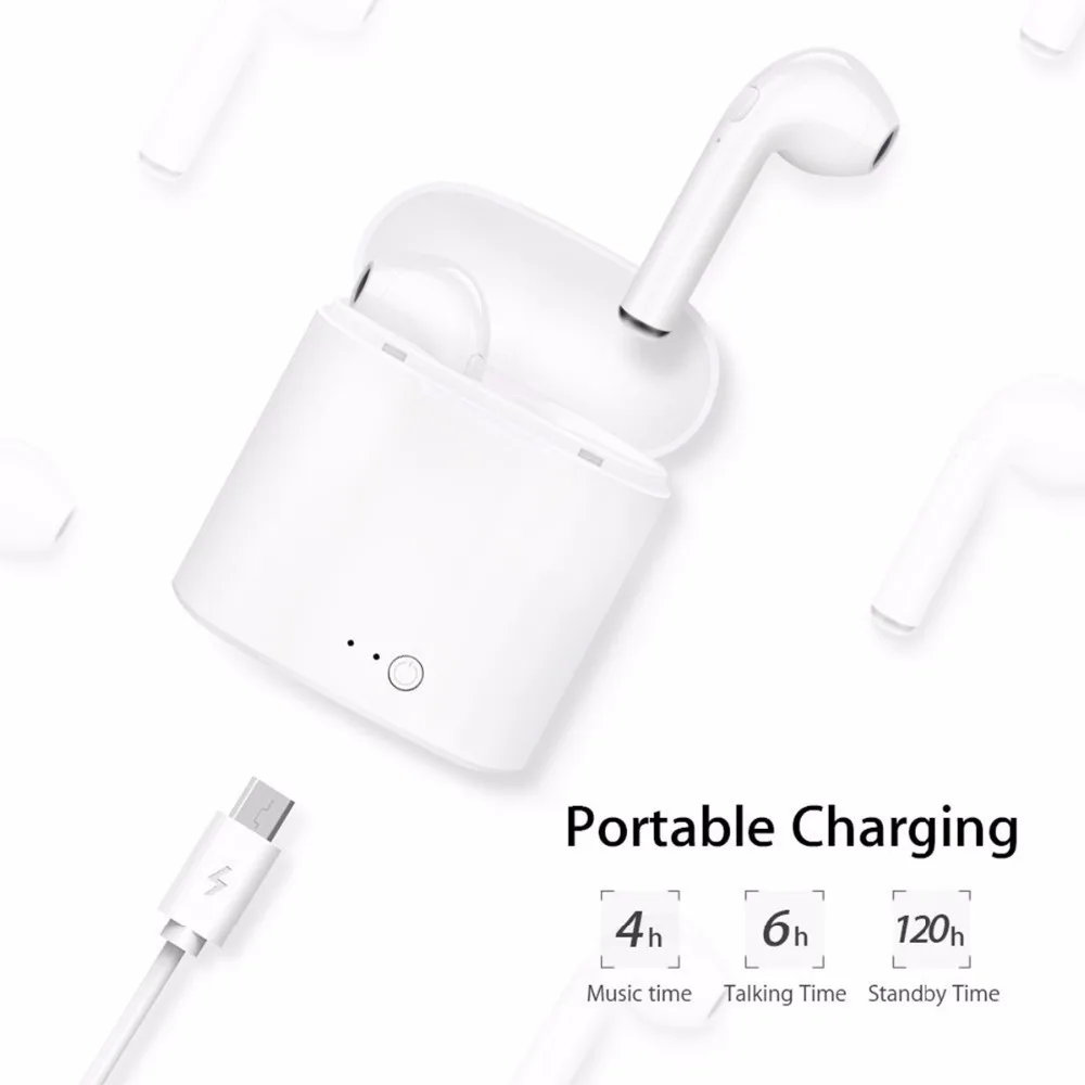 I7 TWS Headset Samload Bluetooth Earphones Wireless Earbuds Double Twins Stereo Music For iPhone 6 7 8P X Samsung Android Xiaomi