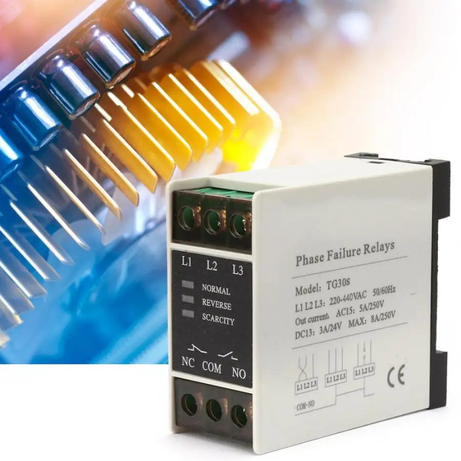 AC 220-440V Phase Sequence Protector,Mini 3-Phase Sequence Relay Protector Voltage Phase Protective Relay