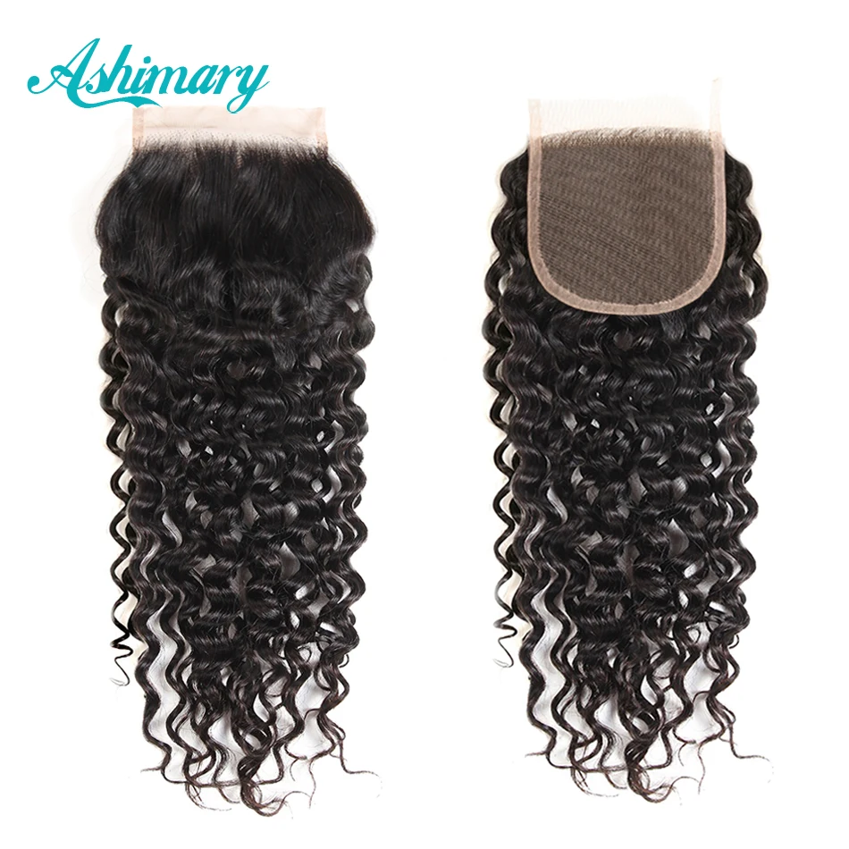 Ashimary Water Wave Bundles with Closure Brazilian Water Wave Free Part Lace Closure with bundles Non-Remy Hair