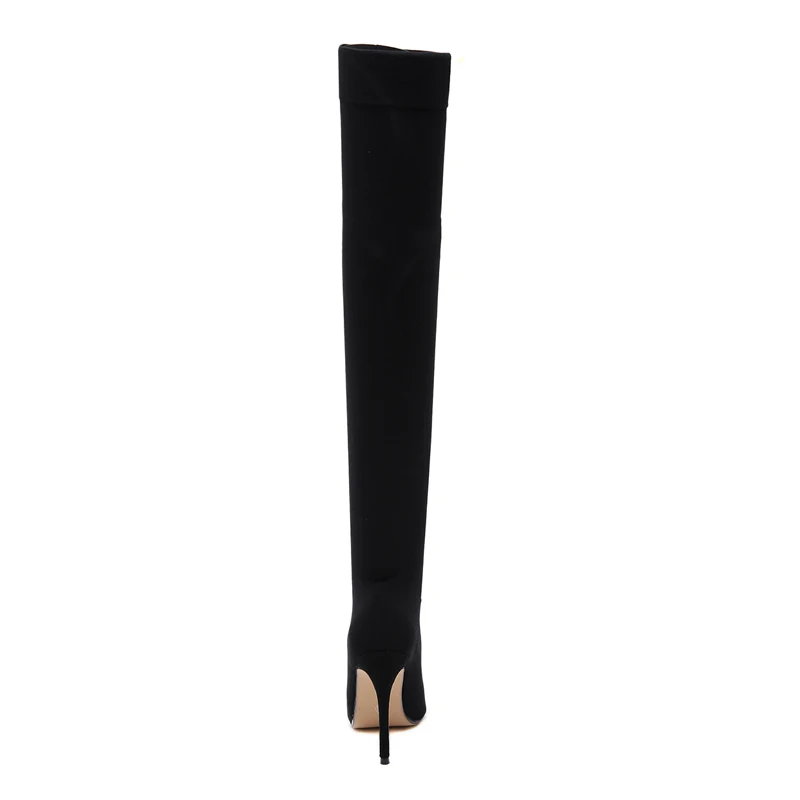 De A Tacones Black Ajustadas Moda Para Fiesta Calcetines Mujer Rodilla Invierno Tacón Sobre Finos Muslo Puntiagudas Alto Hasta Botas La El 2018 q1WgScdqZ