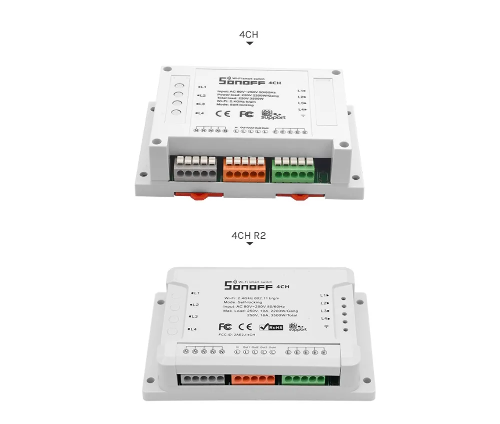 Sonoff 4CH R2 умный Wi-Fi переключатель домашний Wi-Fi светильник 4 банды 3 режима работы инчинг Блокировка для Alexa